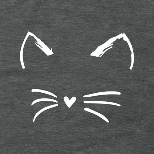 BLACKOO Women's Cat Face Graphic V-Neck T-Shirt Cap Sleeve Tops4