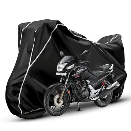 Image of Waterproof Bike Body Cover Compatible with Hero Xtream CBZ Dustproof Scratchproof - Motorcycle Cover for Two Wheeler, Outdoor Full Cover with UV, Duty, Rain Protection (Black & White)