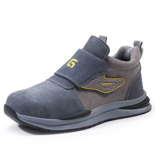 Image of GLANOUDUN Steel Toe Boots for Men, Welding Work Boots with Puncture-Resistant Midsole, High Top Hook and Loop Safety Footwear for Welding Workshop Construction Warehouse Factory