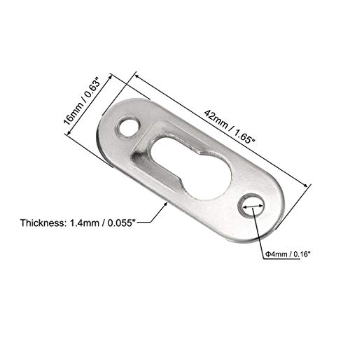 Image of uxcell Keyhole Hanging Plate, 42mm x 16mm Single Hole Hook for Picture Frames with Screws, 30 Pcs (Silver)