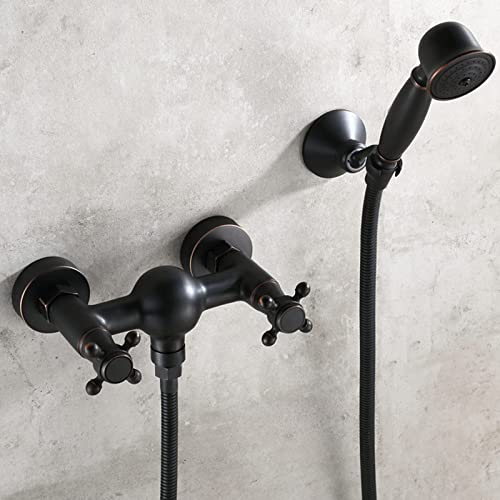 Robinet de douche à double poignée mécanique pour un réglage thermique parfait en bronze noir