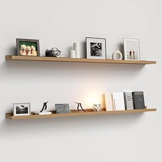 carpentray 47 Inches Long Floating Shelves Wall Mounted, 2 Set Farmhouse Wall Shelf for Bedroom, Nursery Book Shelf Pictur...