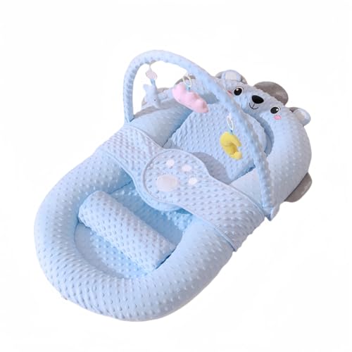 Bxzzuisベビーベッド、 折りたたみ式 ベッドインベッド 添い寝 、 、 新生児バイオニックベッドを傾ける、 折りたたみ 携帯型ベビーベッド 、 通気性 洗濯可能 出産祝い 持ち運び便利 赤ちゃん寝具 (ベビーベッド+スロープマット+おもちゃラック,ブ