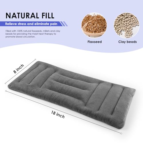 Microwavable Heating Pad for Pain Relief, Moist Heat Pack for Neck, Shoulder, Back, Knee, Period Cramps - Grey