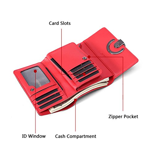 Women Genuine Leather Wallet Elegant Deluxe Clutch Holder Purse Zipper Pocket