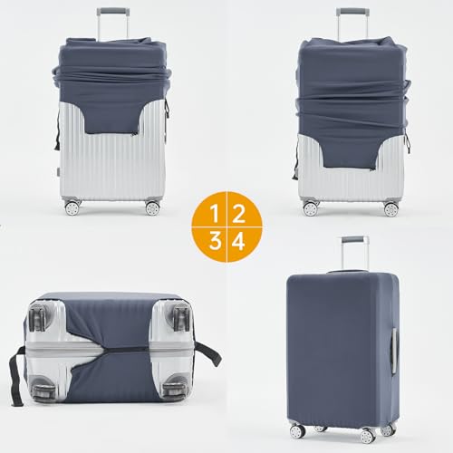 Image of Travelkin Luggage Covers For Suitcase Tsa Approved Suitcase Cover Protector, Navy-Blue, M