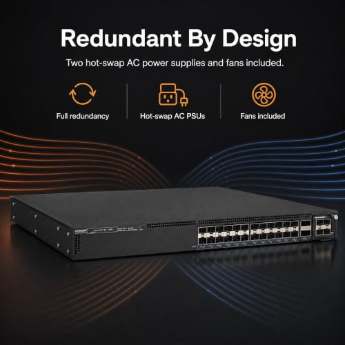 Image of Ruckus ICX7550-24F-E2-R3 Managed Switch, 24x 1 /10GbE SFP+ Fiber, 2x 40 /100GbE QSFP+ + Modular Expansion Slot Uplinks - Stackable Campus Switch, 40 /100G Uplinks, Multigigabit PoE++ Ready