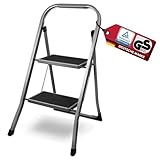 siwitec Escalera plegable de acero con 2 peldaños, taburete de