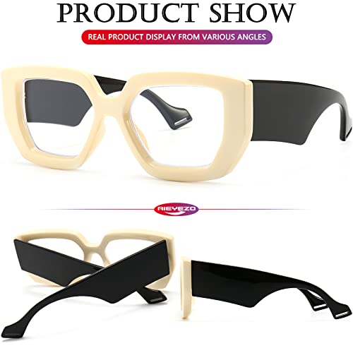 Image of AIEYEZO Thick Frame Blue Light Glasses Men Women, Fashion Square Computer Eyeglass Anti Eyestrain & Prevent Headache