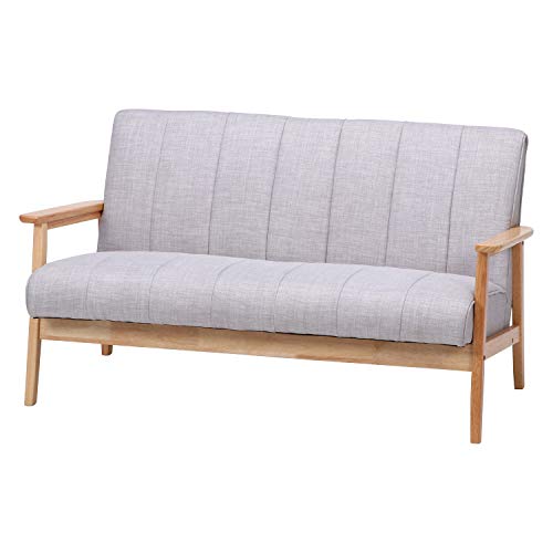 不二貿易 ソファ 2人掛け 幅128×奥行72×高さ69cm ライトグレー ファブリック ラバーズ 76163