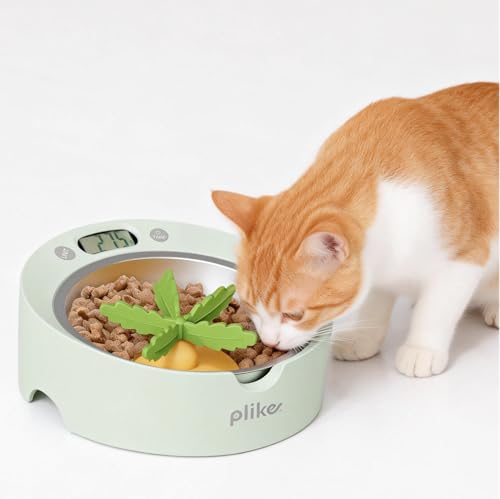 Plike 3-in-1 Smart Pet Bowl with Built-in Digital Food Scale & Removable Slow Feeder Insert, for Precise Portion Control, Healthy Weight Management, and Improved Digestion for Dogs and Cats