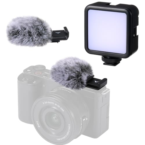 Adaptador de zapata fría con luz y parabrisas para corregir sombras y viento en Sony ZV-1 II
