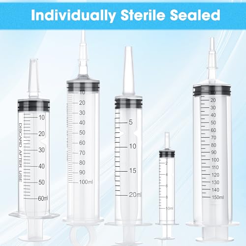 Image of 3 Pack 20ml Syringe with Cap, Plastic Syringe without needle for Liquid, Sterile Individually Wrapped