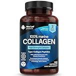 Pure Marine Collagen 100% Marine Collagen Type 1 1500mg - 180 Capusles Hydrolysed Collagen Peptides Enhanced with Hyaluronic Acid & Vitamin C, High Strength Collagen Supplements for Women and Men