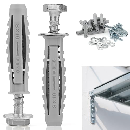 16 Pcs Heavy Duty Wall Fixings Plugs Anchor Masonry Screws Plugs for Brick Bolts Wall Plugs for tv Bracket (M6x50mm/M10x50mm) Assortment Hex Self Tapping Screws with Expansion Plugs and Washers