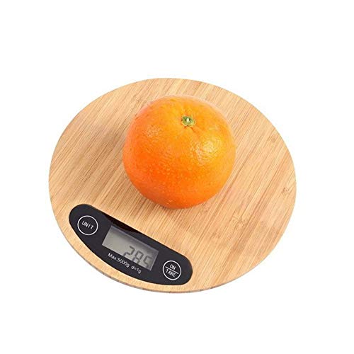 Báscula de Alimentos Báscula de Alimentos de Cocina Digital, con Plataforma de pesaje de bambú for cocinar Hornear 5 kg / 1 g Color de Madera Natural. Balanzas
