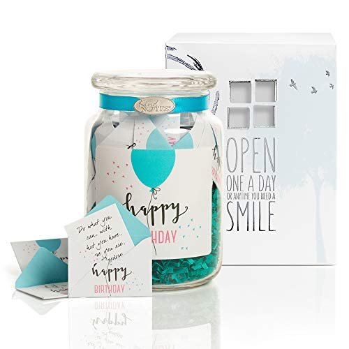 Product Image of the KindNotes Glass Keepsake Gift Jar with Positive Thoughts - Birthday Balloon Simple Birthday Design