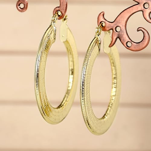 Flat Design Hoop Earrings for Women Metal Gold Color Fashion Accessories3