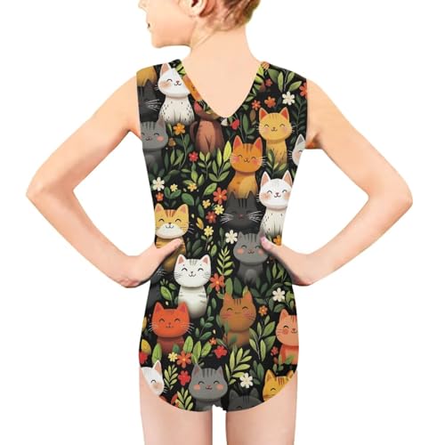 Image of Cartoon Pattern Kids Girls Bathing Suits One Piece Swimsuit Soft & Quick Dry, 5-14Years