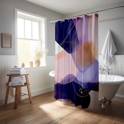 Rideau de douche violet 175 x 190 cm moderne imperméable en polyester - 3