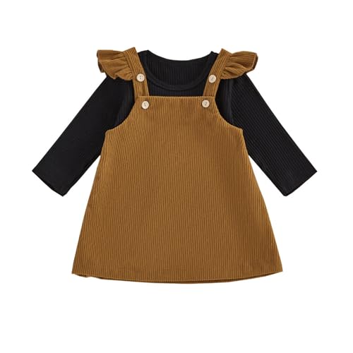 Image of fhutpw Baby Girl 2 Piece Outfits Corduroy Skirt + Ribbed Knit Long Sleeves Top 3 6 12 18 Months Clothes Fall Winter Suits