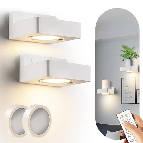 Zlierop 2-in-1 Rechargeable Wall Lights, White Small Floating Shelf for Decor & Plants, Floating...