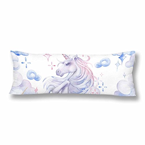 Interestprint cute watercolor unicorn in the sky body pillow cove…
