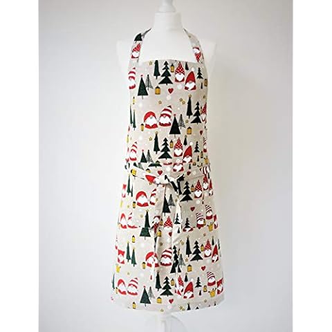 Linen Cotton Christmas Gnomes Apron. A great addition to any kitchen, a wonderful gift or a sweet treat for yourself Cover