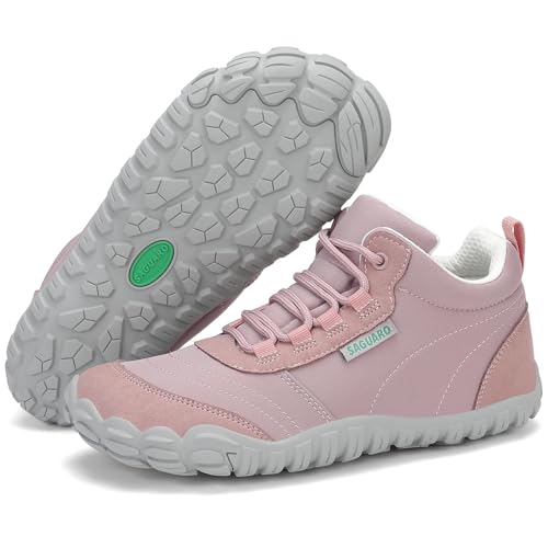 SAGUARO Barfußschuhe Herren Barfuss Schuhe Damen Barfusschuhe Leicht Zehenschuhe Bequem Fitnessschuhe rutschfest Traillaufschuhe Barefoot Shoes mit Zero-Drop Sohle Rosa,EU Gr.38