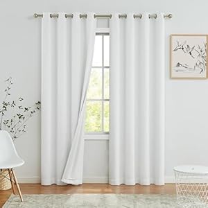 White Full Blackout Curtain Panel R...