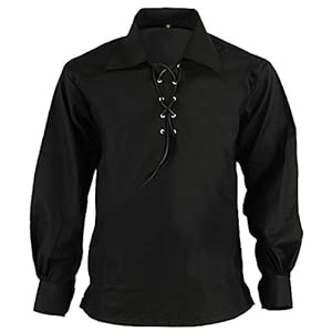 Zwarte Schotse Hoogland Jacobite Jacobean Ghillie Kilt Shirt