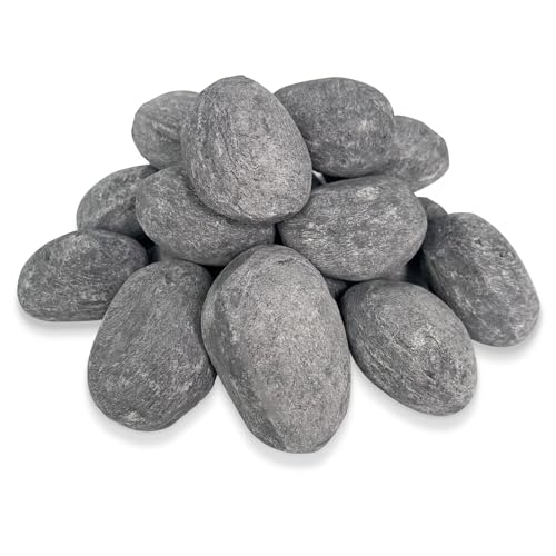 24Pcs Gas Feuer Grube keramische Steine Grauer Dekorative Steine Kamin Felsen für Innen Kamin im Freien Dekoration des Gaskamins 24 Runde 3/2-5/2Inch Größe (grau)