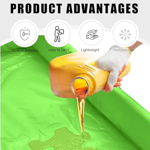 Image of Wettarn 2 Pcs Folding Duck Pond 3' x 3' Portable Spill Containment Berm Wall Containment Berm (Green)