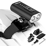 VICTGOAL Bike Helmet Light 800 Lumens Rechargeable 13 Modes Front Light with High & Low Beam, Waterproof Bicycle Helmets Light with Dual Mounts for...