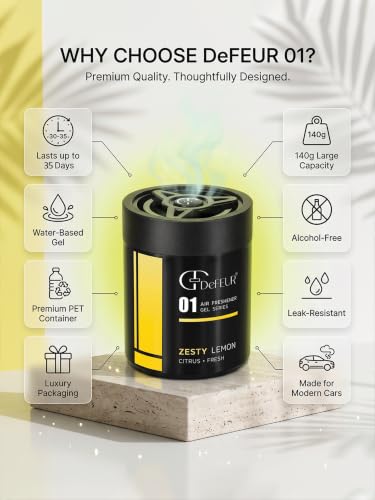 Image of Zesty Lemon Gel Car Perfume 140g | Long Lasting Citrus Car Air Freshener for Dashboard | Premium Gel Car Freshener | Odor Neutralizer | Fresh Lemon Fragrance | Pack of 2