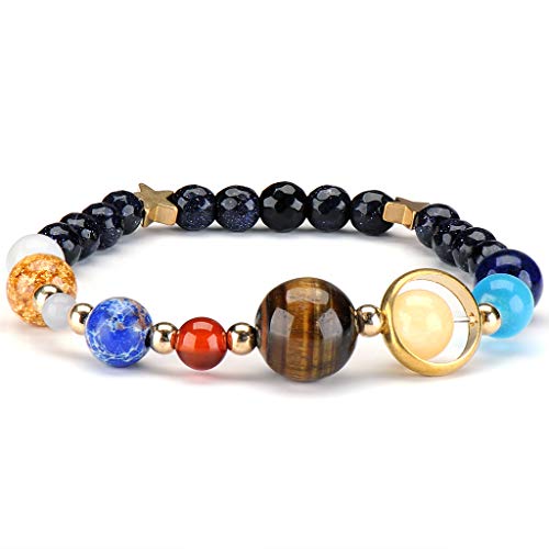 Galaxy Solar System Pulsera Universo Nueve Planetas Estrella Cuentas de piedra natural Pulseras Brazaletes