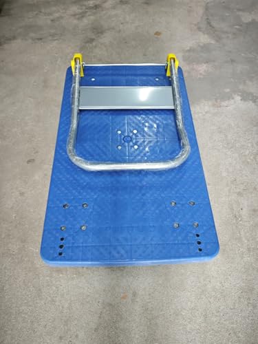 Image of Bonkaso 600Kg Portable Folding Platform Trolley | Heavy Duty ABS Material Handling Cart with 5 Wheels | Foldable Hand Truck for Warehouse, Office & Home Use (104x63x88) Blue