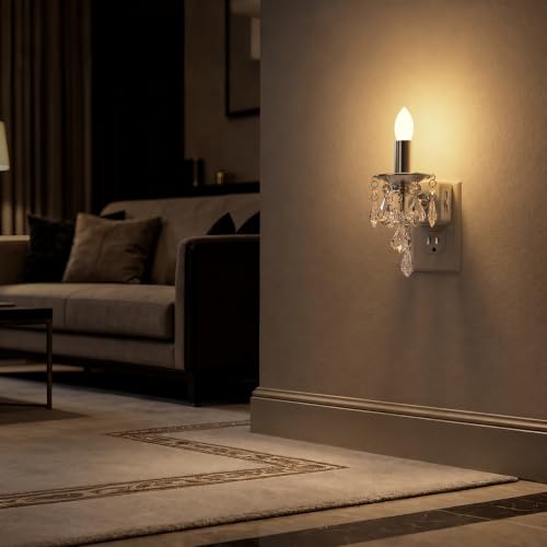 Image of Briignite Chandelier Night Lights Plug into Wall 2 Pack,Dusk to Dawn,Warm