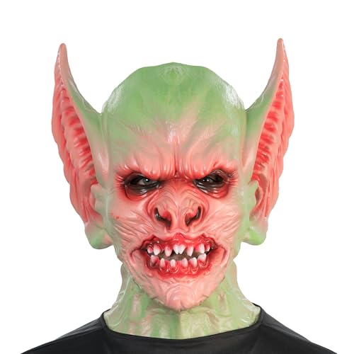 Chaks - Máscara de duende de espuma, máscara completa em verde com detalhes vermelhos, acessórios para fantasias de Halloween e carnaval