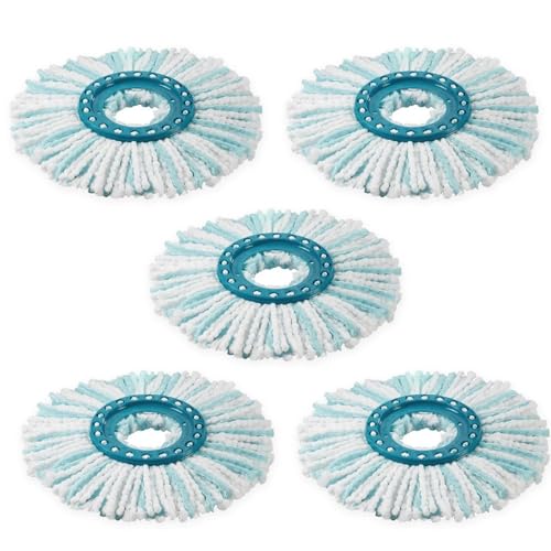 5 Stück Ersatzkopf für Leifheit Clean Twist Disc Mop Micro Set,2-Faser-System für Leifheit Clean Twist M Wischmopp Rund Bodenwischer Ersatzteile, für alle Bodenarten Schmutzaufnahme