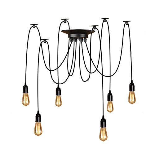 Lustre araignée vintage 6 bras orientables suspension industrielle café salon