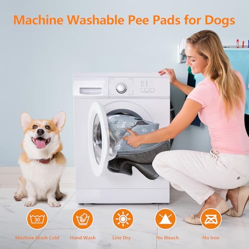 Image of Mozin Washable Pee Pads for Dogs, 2 Pack Super Absorbent Dog Training Pads Leakproof Non-Slip Reusable Puppy Pads, Waterproof whelping Pad for Housebreak, Playpen, Crate,Potty Training, Couch- 18 inchx24 inch