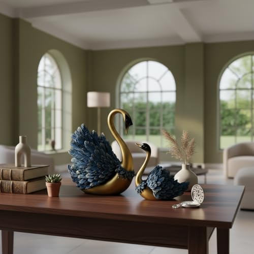 Image of SRJANA Tabletop Romantic Swan Couple | Desicts Lifelong Love | Ceramic Centerpiece Home Decor | Valentines,Wedding, Anniversary, Birthday Gift - (Pack of 1, Marble White)