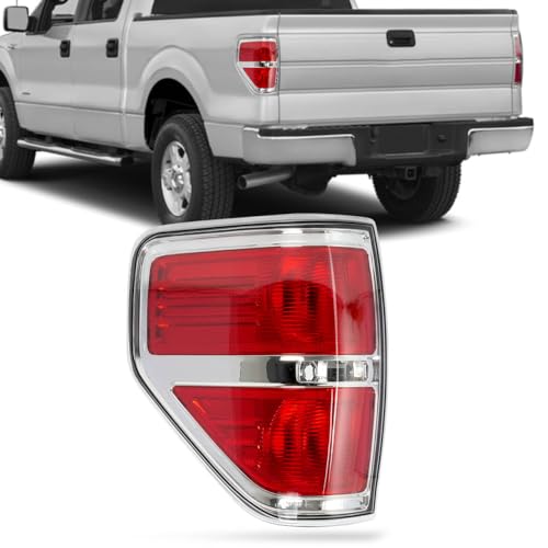 RANSOTO F150 Tail Light Compatible with Ford F-150 2009 2010 2011 2012 2013 2014 Left Driver Side Rear Brake Lamp Taillight - Chrome Trim
