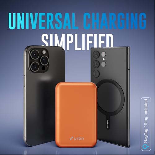 Image of URBN Curve 3 in 1 Wireless Power Bank for iPhone, 10000mAh MagSafe Fast Charging for Apple AirPods, iWatch, iPhone 12 & Above, Android & Other Qi Enabled Devices (Orange)