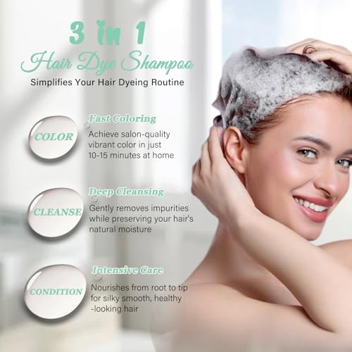 Fvquhvo 3-in-1 Herbal Hair Dye Shampoo, Instant Hair Color