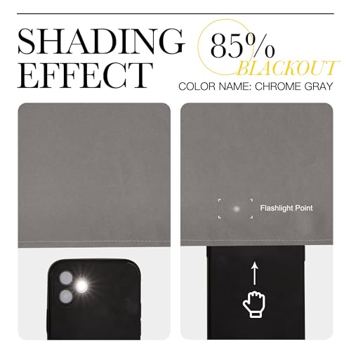 Image of NICETOWN Room Darkening Cafe Satin Curtains for Small Windows, 42 inch Wide by 84 inch Long, 2 Panels, Chrome Gray, Grommet Privacy Blackout Drapes for Play Room