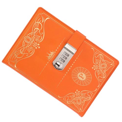 HANABASS Cuaderno Diario Vintage con Bloqueo de Código y Tapa de Pu Naranja Portátil para Journaling y Vacaciones Estilo Clásico