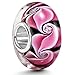 Produktbild MATERIA Murano Glas Beads Anhänger Lilie Blume 925 Silber rot für Beads Armband #347