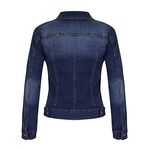 Lishui Donna Manica Lunga Giacca Jeans Giubbotto